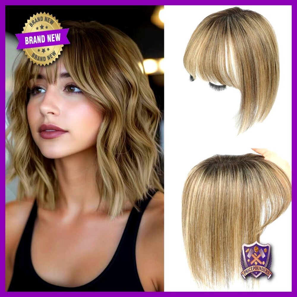 Real Human Hair Topper with Bangs Handmade Swiss Base Hairpiece for Thinning